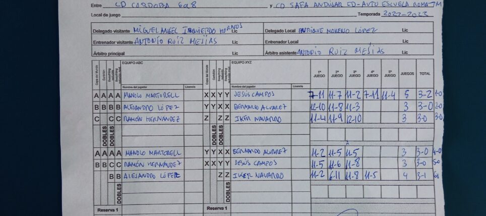 Acta C.D. 6 a 8 Córdoba VS C.D. Safa Andujar TM – Autoescuelas Roma